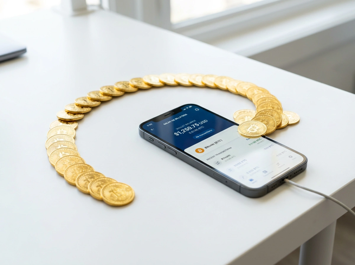 Monedas de Bitcoin retornando a una wallet representando el cashback en apuestas cripto